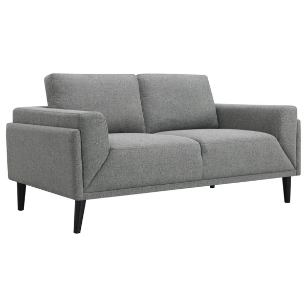 English Elm Andrena Track Arm Loveseat with Pocket Coil Support and Sleek Black Wood Legs B062P358305