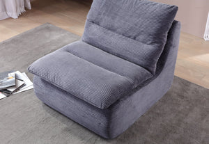 English Elm Single Sofa Chair Cozy Corduroy Compression Lounge Bean Bag with Plush Backrest for Relaxation Gray W3199P278599