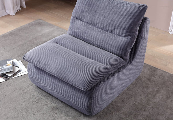 English Elm Single Sofa Chair Cozy Corduroy Compression Lounge Bean Bag with Plush Backrest for Relaxation Gray W3199P278599