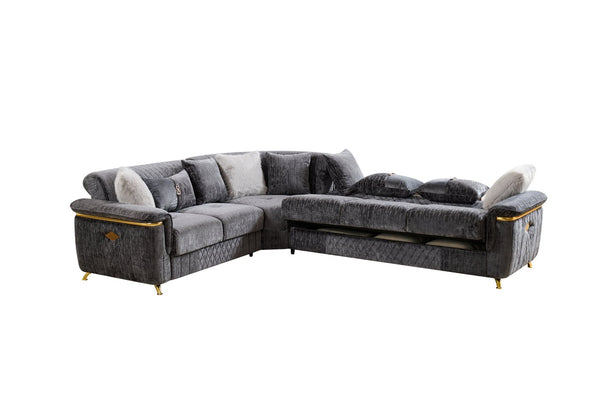 English Elm Argo Contemporary L-shaped Sectional Sofa with Steel Base and Six Seat Capacity Gray B009S02185