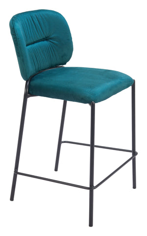Zuo Modern Plat Counter Stool - Luxurious Velvet Upholstered Design For Modern Bar And Kitchen Elegance Green 100% Polyester,Plywood,Steel 110340-zuo-modern
