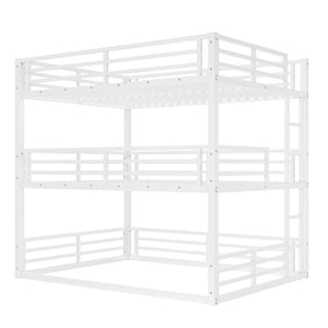 English Elm Queen Metal Triple Bunk Bed - Stylish Queen Over Queen Over Queen Design, Heavy-Duty, Safe & Quiet W1580S00167-GIGA