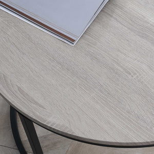 English Elm HOMCOM Industrial Round Nesting Tables Set of 2 – Space-Saving Stacking Coffee & Side Tables, Grey W2225P229744