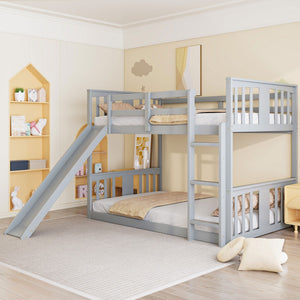 English Elm Twin Over Kids Bunk Bed with Slide Ladder Pine Frame White Finish LT000108AAE-1