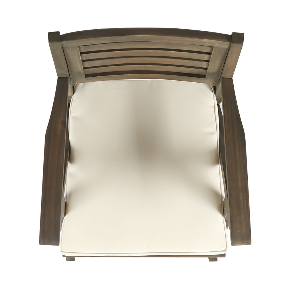 English Elm Christopher Knight Home® - HERMOSA Acacia 30" Outdoor Bar Stool Set of 2 with Weather-Resistant Cushions and Ladder-Back Design Grey 59244.00GRYMP2