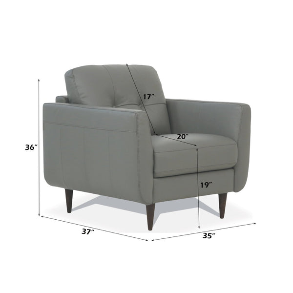 English Elm Radwan Button Tufted Italian Leather Accent Chair with Walnut Tapered Legs B2726P496931