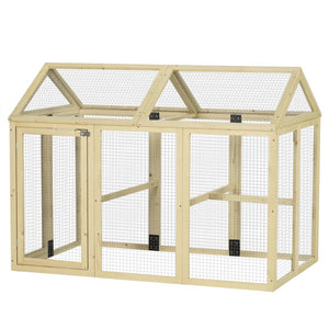 English Elm Pawhut Fir Wood Outdoor Chicken Run Modular Weatherproof Backyard Enclosure for Small Flocks W2225P200518