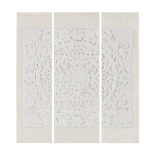 Madison Park White Mandala Global Inspired Triptych 3-piece Dimensional Resin Canvas Wall Art Set MP95A-0115 Offwhite