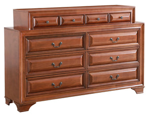 English Elm LaVita Solid Hardwood 10-Drawer Dresser with Jewelry Drawers, Durable Oak Finish, Spacious Storage Oak 42 L x 69 W x 20 H B078108496