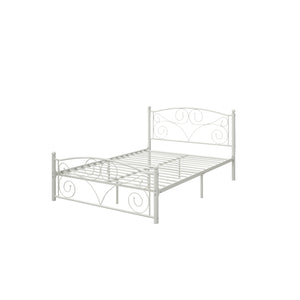 English Elm Full Upholstered Platform Bed Frame with Headboard, Sturdy Wood Slats, No Box Spring Needed, Easy Assembly White 59.45 L x 23.23 W x 3.94 H W2297P347655