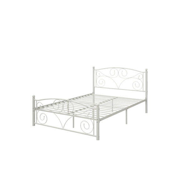 English Elm Full Upholstered Platform Bed Frame with Headboard, Sturdy Wood Slats, No Box Spring Needed, Easy Assembly White 59.45 L x 23.23 W x 3.94 H W2297P347655