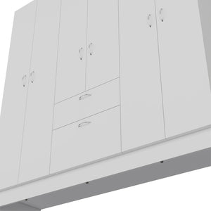 English Elm Maya 6-Door White Armoire for Bedroom — Engineered Wood, Stable Versatile Storage, Durable Design B092S00291