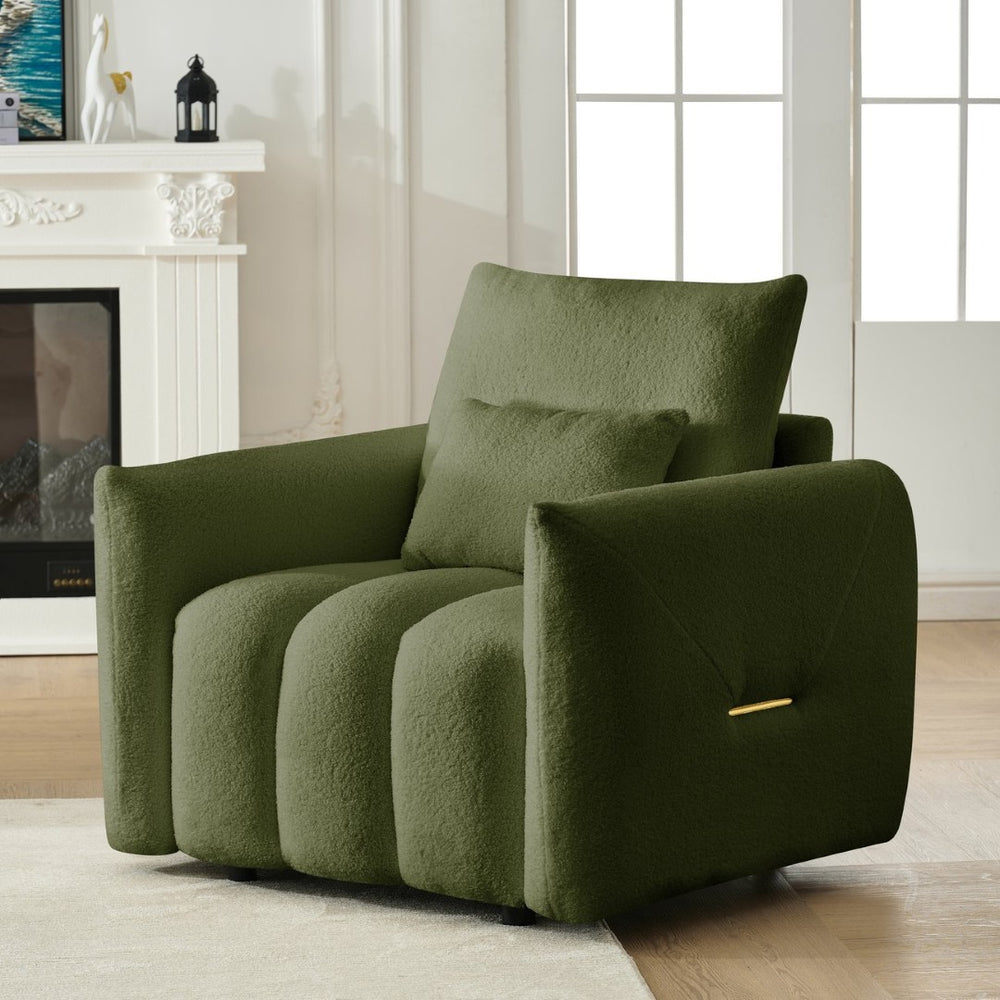 English Elm 35 Inch Teddy Velvet Lounge Chair Plush Curved Accent Seat for Living Room W2564P457793
