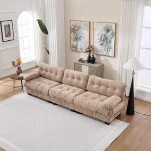 English Elm Modular Cloud Sectional Sofa Flannelette Deep Seat Couch for Living Room with Pillows Light Brown W2120S00030