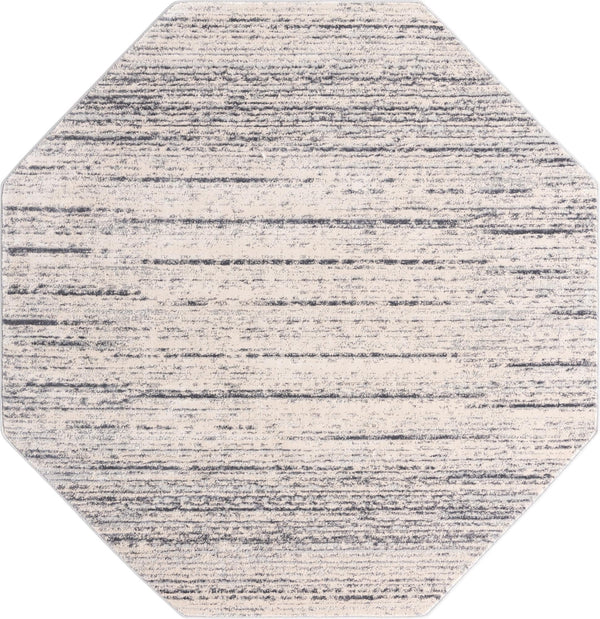 Unique Loom Oasis Calm Machine Made Abstract Rug Cream, Ivory/Gray 7' 1" x 7' 1"