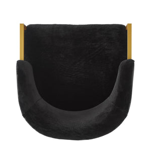 English Elm Modern Faux Fur Accent Chair Plush Upholstered Seat with Gold Iron Legs for Any Room Black N763P360688B