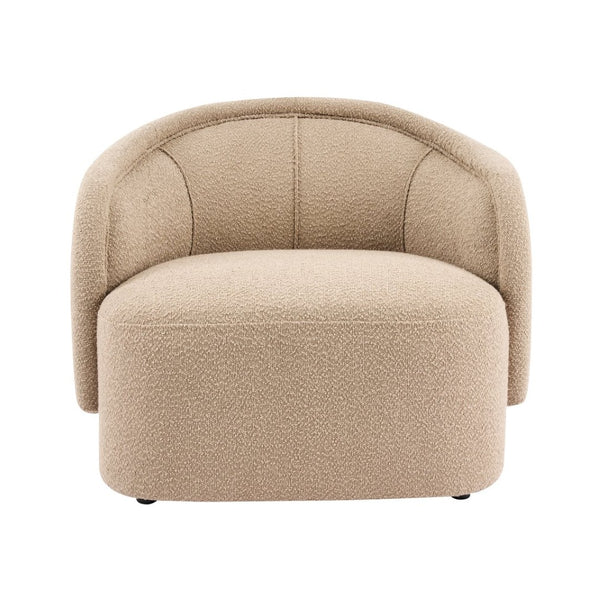 English Elm Amanda Sculptural Boucle Accent Chair Plush Cream Upholstery for Modern Living Spaces Espresso N767P381615E