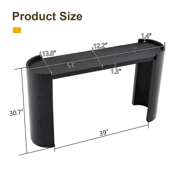 English Elm Double-layer Matte Black Console Table Curved Shelf Minimalist Entryway Sofa Side W3875P388009