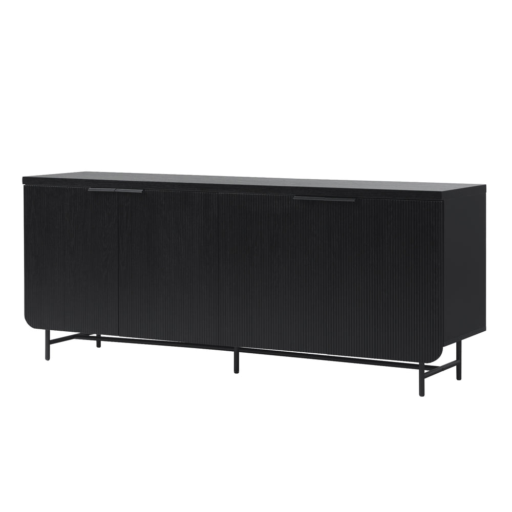 English Elm Walker Edison - Modern Scandi Fluted-Door Sideboard Black — Warp-Resistant MDF, Durable Laminate, Ample Storage, Minimalist Hardware, Versatile Use B185P169180