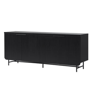 English Elm Walker Edison - Modern Scandi Fluted-Door Sideboard Black — Warp-Resistant MDF, Durable Laminate, Ample Storage, Minimalist Hardware, Versatile Use B185P169180