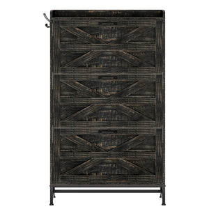 English Elm Shoe Organizer Cabinet with Anti-Tip Safety, Slim Entryway Storage Rack with Open Top Shelf for Keys and Decor Gray+Charcoal W2896P215175