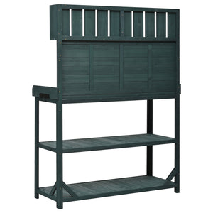 English Elm TOPMAX 65" Wooden Potting Bench with Splash Plate & Hook, 4 Storage Shelves, Fir Wood Patio Workstation N717P221495F