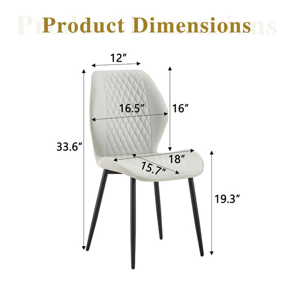 English Elm 4-piece Diamond Quilted Upholstered Dining Chair Set with Sleek Black Metal Legs Black,Light Gray W1151P458010