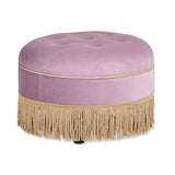 English Elm Yolanda 24" Round Upholstered Accent Ottoman, Lavender Velvet