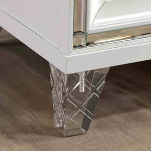 English Elm Contemporary Art Deco Nightstand with Hidden Jewelry Drawer Usb Port Acrylic Legs White B2741P436971