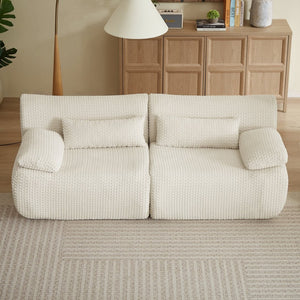 English Elm Loveseat Corduroy Cloud Couch Modular Boneless Sofa for Comfortable Living Room Lounging Cream W2339P461288