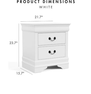 English Elm Light Gray Contemporary Nightstand Solid Rubberwood Dovetail Drawer Bedroom Storage White B2741P433360