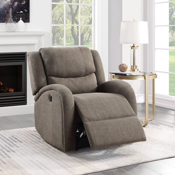 English Elm Modern Power Reclining Chair In Brown Chenille Upholstery - Plush, Contoured Comfort With Solid Frame B011P256234