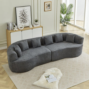 English Elm Curved Chenille Sectional Sofa Oversized Four Seat Cloud Foam Living Room Lounge W3505P355583