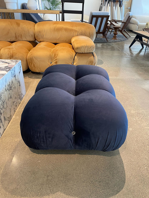 English Elm Bubble Midnight Blue Velvet Sofa Ottoman with Layered Foam Comfort, Solid Wood Legs & Carabiners B353P348944