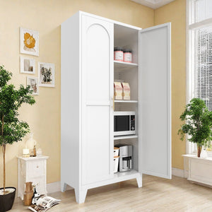 English Elm 61'' Metal Storage Cabinet with 2 Doors and Adjustable Shelves — Spacious Steel Wardrobe for Home & Office White W3387P306328