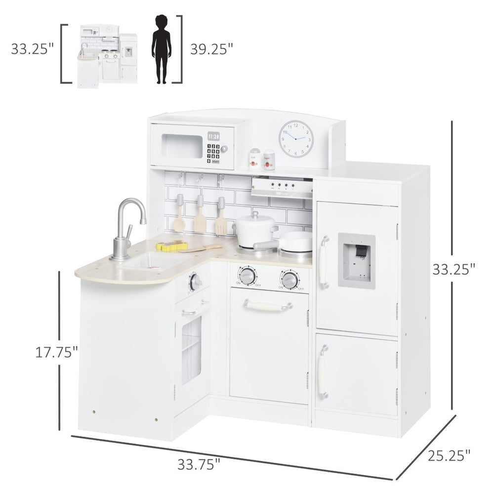 English Elm Wooden Corner Kids Kitchen Playset Pine Mdf Build with Sink and Play Accessories T3971P440753