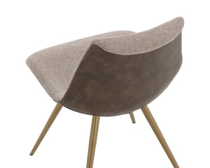 Sunpan LIPA Dining Chair - Contemporary Comfort with Curved Backrest and Antique Bronze Iron Legs Brown 112265