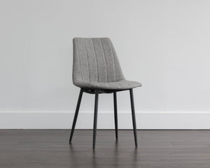 Sunpan Drew Dining Chair Set of 2 - Mid-Century Modern Design with Channel Tufting for Compact Spaces Black / Light Grey