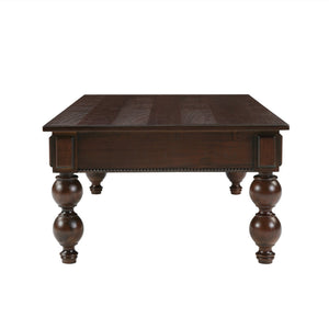 English Elm Solid Wood Coffee Table Set with Drawer Vintage-Inspired Acacia Veneer, Sturdy Rubberwood Legs, Easy No-Tool Assembly Espresso W1202S00014