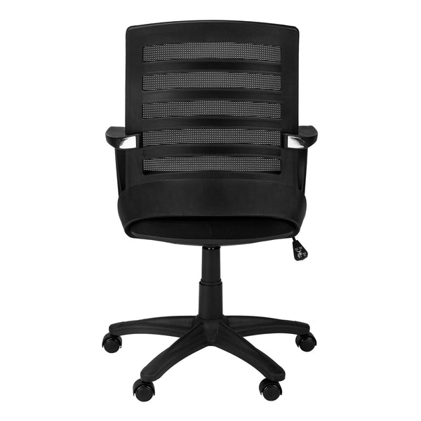 English Elm Office Mid-Back Chair with Breathable Mesh, Ergonomic Curved Support, Padded Wide Seat, Swivel and Height Adjust Black 26 L x 13 W x 24 H B2710P219652