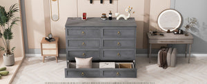 English Elm Queen Murphy Wall Bed with Rattan Panel Cabinet and Storage Drawers for Studio Rooms Gray LP000676AAE