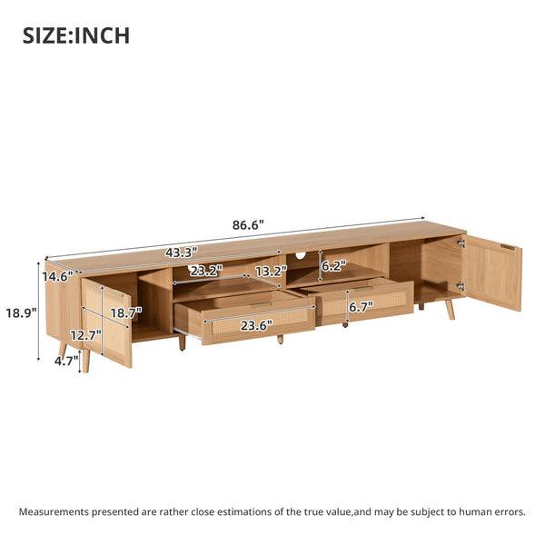 English Elm Rattan Door Media Console with Pine Legs Modern Farmhouse Tv Stand for Large Living Rooms N710P365030P