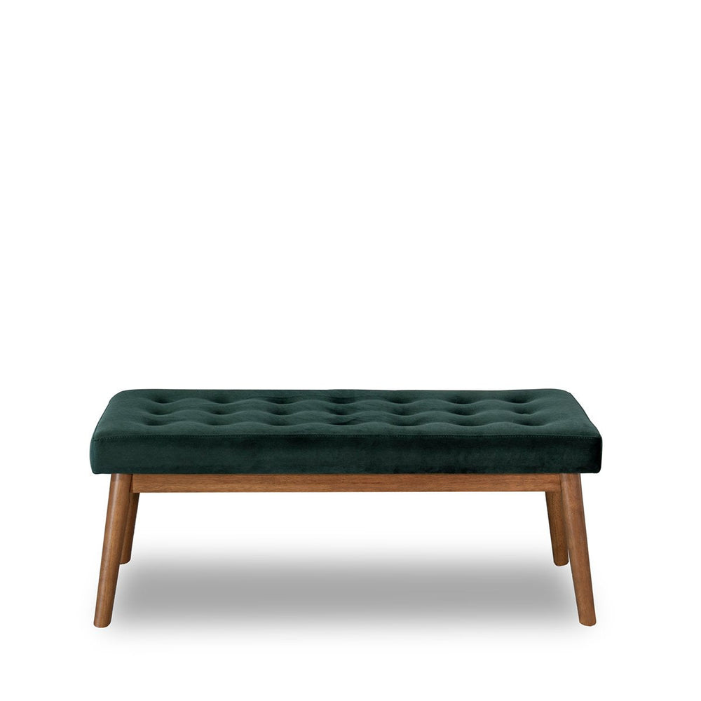 English Elm Ashcroft Furniture - Delilah Green Velvet Bench with Solid Wood Legs, High-Density Foam Seat, Kiln-Dried Frame, Minimal Assembly B183P301084