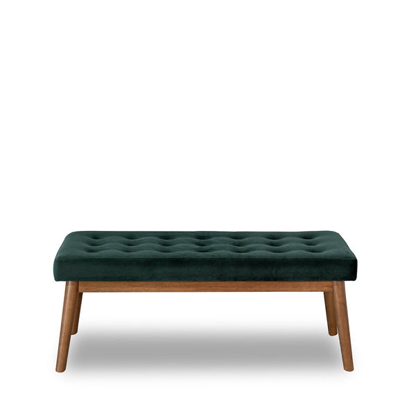 English Elm Ashcroft Furniture - Delilah Green Velvet Bench with Solid Wood Legs, High-Density Foam Seat, Kiln-Dried Frame, Minimal Assembly B183P301084