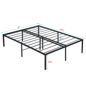 English Elm Queen Metal Bed Frame - Heavy-Duty 1000lb Support, Quiet Reinforced Slats, Easy Assembly, Black W311P282480