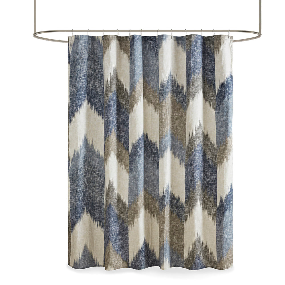 JLA Home INK+IVY - Cotton INK+IVY Alpine Shower Curtain — 200TC Broken Chevron in Blues & Taupe, Soft, Machine-Washable II70-541