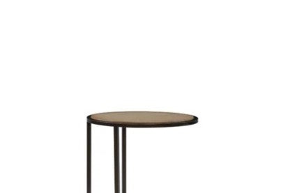 English Elm Metal/Wood Chairside Table Toffee — Compact Wooden Top, Sturdy Metal Base, Versatile Brown Accent for Cozy Spaces B2699P323084
