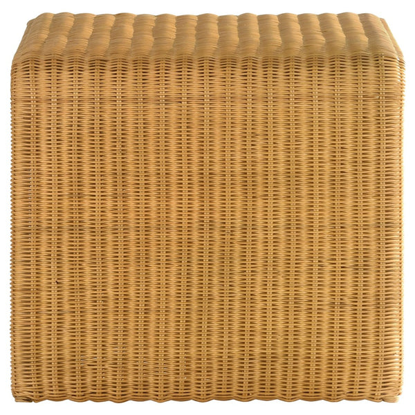 English Elm Gage Woven Rattan Square End Table with Metal Base for Boho Living Spaces B062P440459