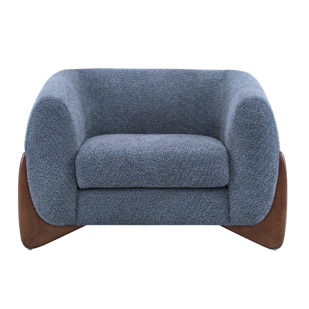 English Elm Modern Ivory Boucle Tuxedo Accent Chair with Birch Legs for Living Room N776P216196B