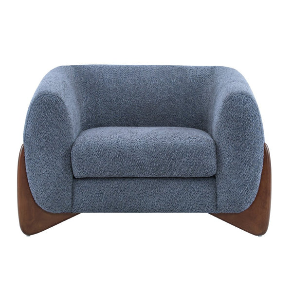 English Elm Modern Ivory Boucle Tuxedo Accent Chair with Birch Legs for Living Room N776P216196B